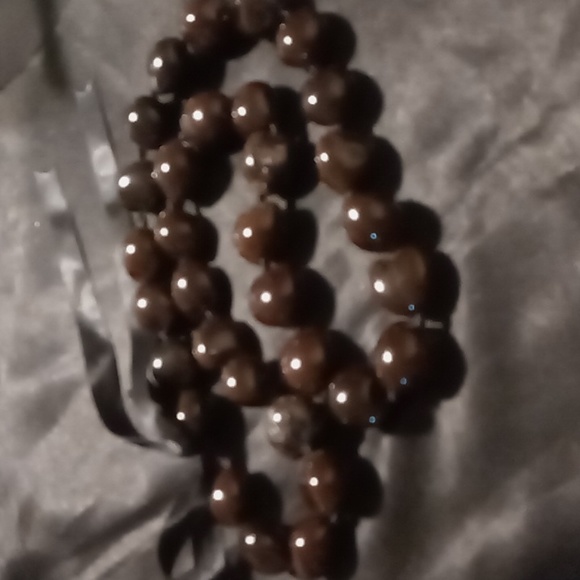 Large wooden beaded statement necklaces 2 brown black & tan - Picture 2 of 7
